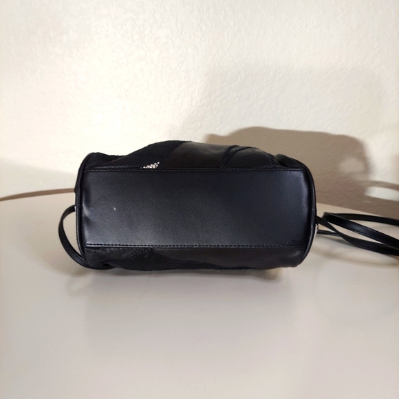 Black & White Leather Patchwork Crossbody Bag - Picture 6 of 12